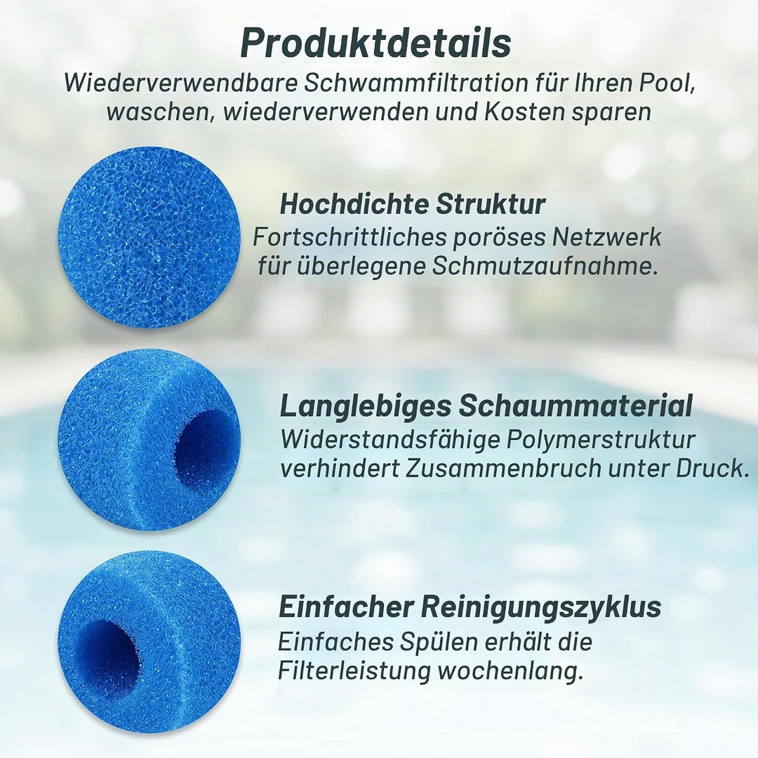 Poolfilter Typ A Schaumstoffkartusche 20x10 cm, 4 Stück