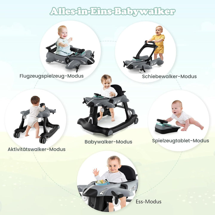 DREAMADE Lauflernhilfe, Babywalker mit Musik, Lichtern, verstellbarer Höhe & Geschwindigkeit, Laufle