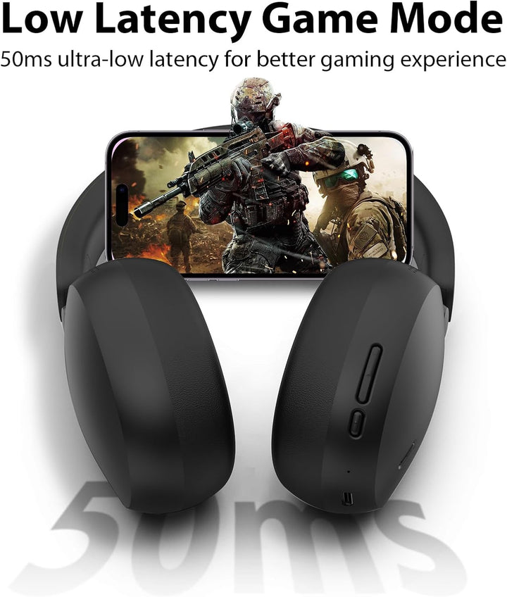 Bluetooth Kopfhörer Over Ear mit Hybrid Active Noise Cancelling, Mikrofon, Hi-Res Audio & Bässen, 65