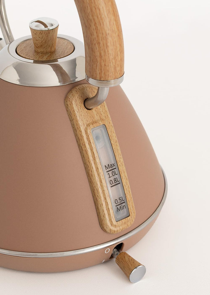 CREATE/KETTLE RETRO M/Elektrischer Wasserkocher Mokka/Schnelles Aufkochen, Fassungsvermögen 1L, Absc