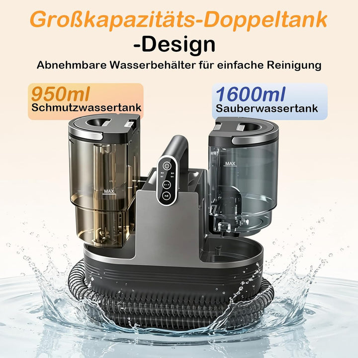 Dampfreiniger, 1700W Polsterreiniger Gerät, 3-in-1 Dampf- &amp; Heiss- &amp; Kaltwasserreinigung, 100°C Damp