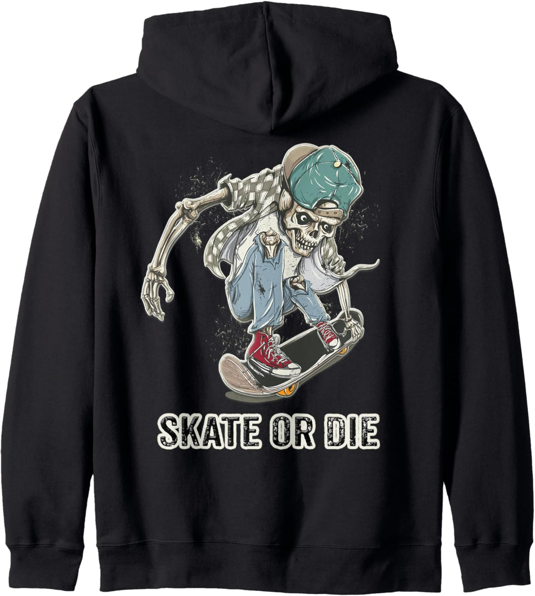 Skeleton Skateboarding Shirt Skate or Die Saying Skateboard Kapuzenjacke