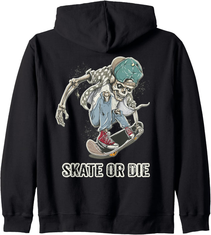 Skeleton Skateboarding Shirt Skate or Die Saying Skateboard Kapuzenjacke