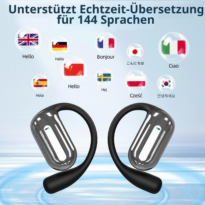 Echtzeit Übersetzungskopfhörer, AI Übersetzer Kopfhörer 144 Sprachen, Translation Earbuds Bluetooth