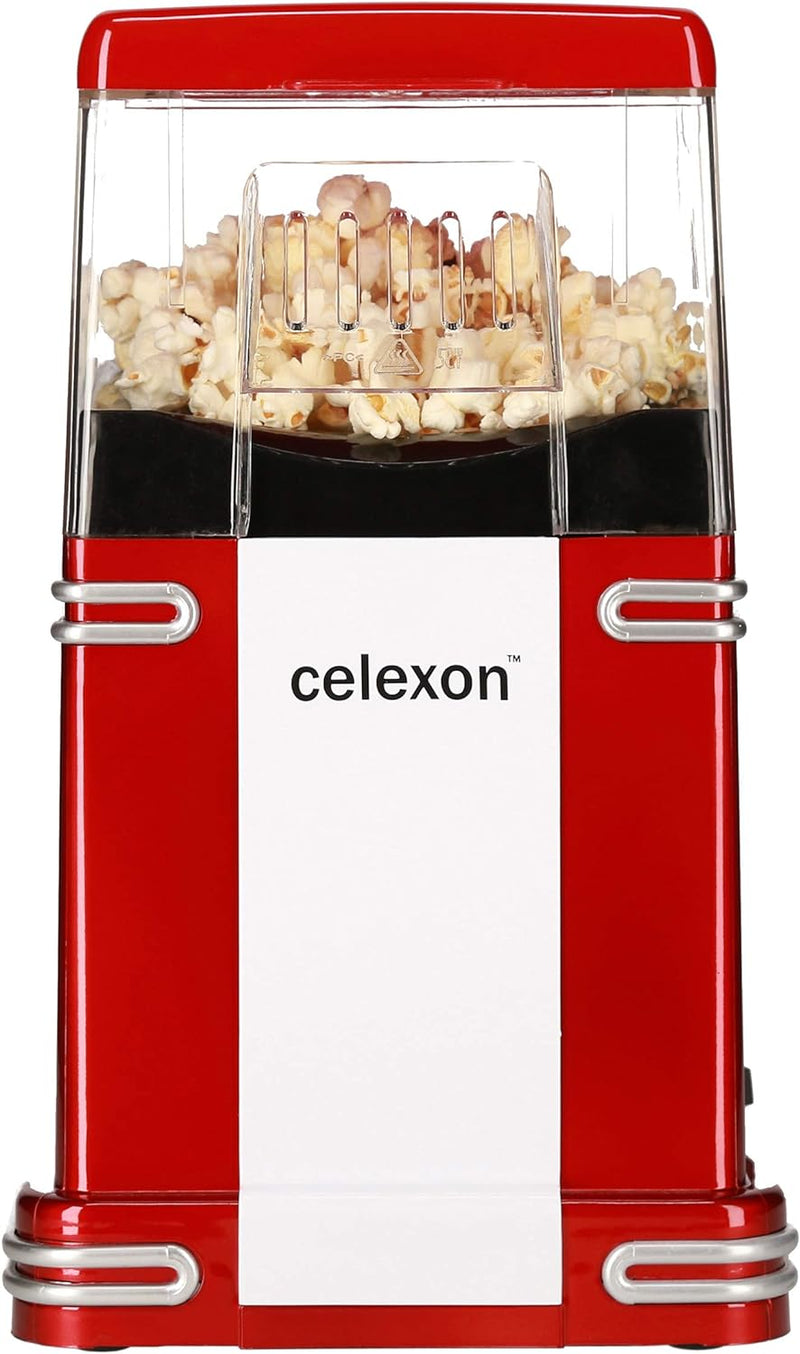 celexon CinePop CP250 Popcorn-Maschine - 22x17,5x28,5cm - Gewicht: 1,3kg - rot/Retro-look - ohne Öl/