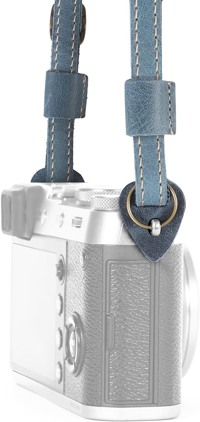 MegaGear MG2001 SLR, DSLR Schulter- oder Nackengurt aus echtem Leder (Blau) Azul, Azul