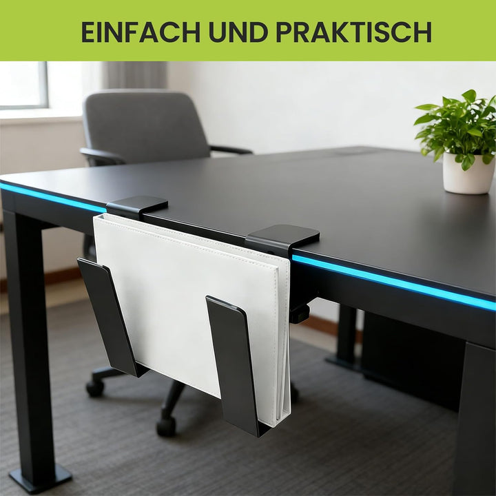 Verstellbarer Laptopständer für unter den Schreibtisch, Hängeregalklemme aus Metall, bohrfreie Schre