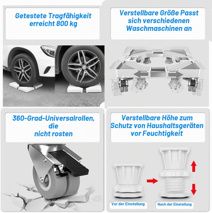 Waschmaschine für Haushaltsgeräte 4 Riemenscheiben, 8 Stützbeine Untergestell mit Rollen Sockel Vers