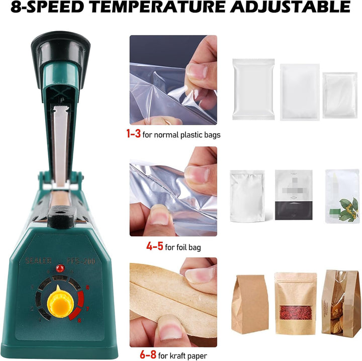 Heisssiegelgerät 200mm Folienschweissgerät 3mm, Mini Bag Sealer, Balkenschweissgerät, Manuelle Heiss