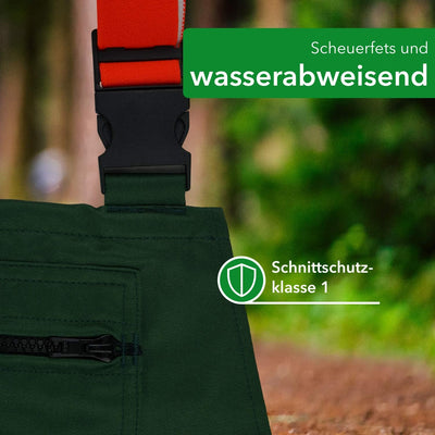 Profi Schnittschutzlatzhose KWF Latzhose Schnittschutzhose Forsthose- Gr. 46, Grün Orange, 46