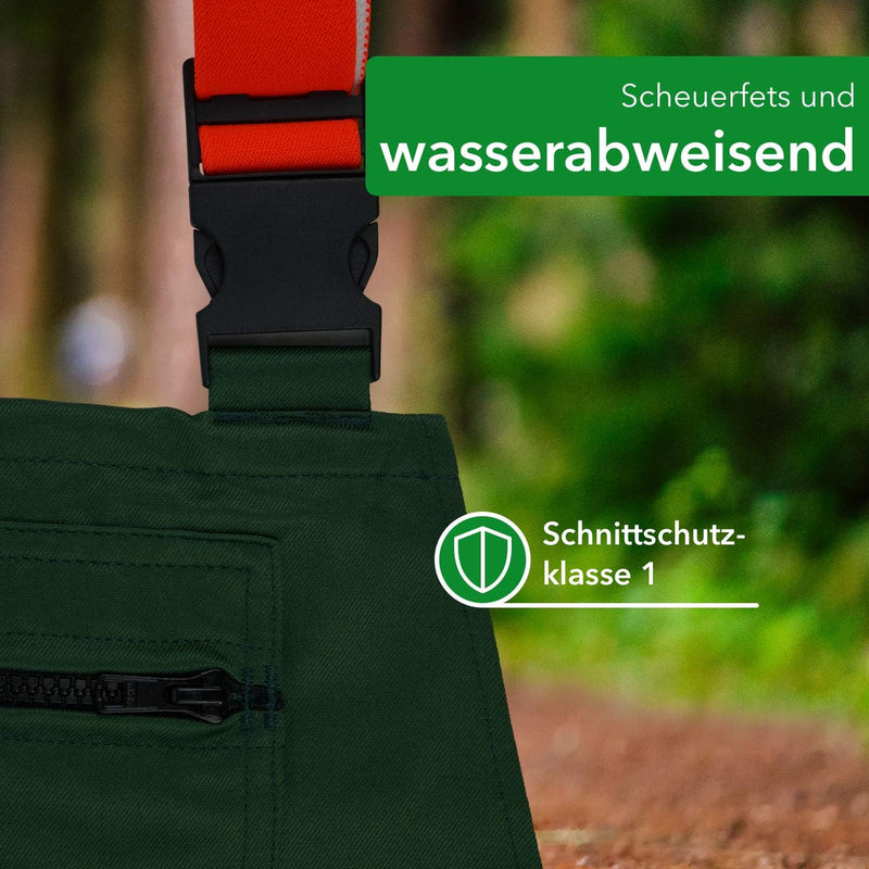 Profi Schnittschutzlatzhose KWF Latzhose Schnittschutzhose Forsthose- Gr. 46, Grün Orange, 46