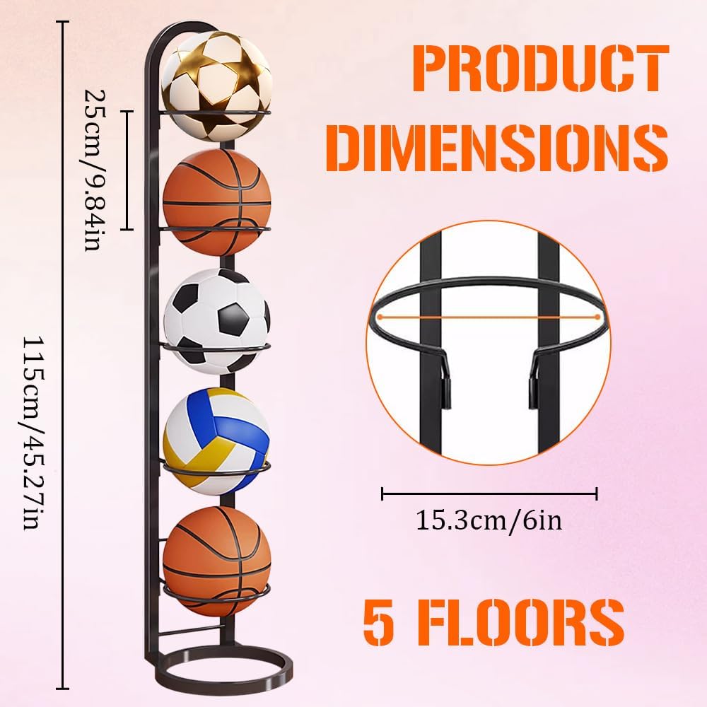 Stufiger Ballständer, Vertical Ballregal Fussball Ständer, Abnehmbares Standing Rack Halter, Ball Au