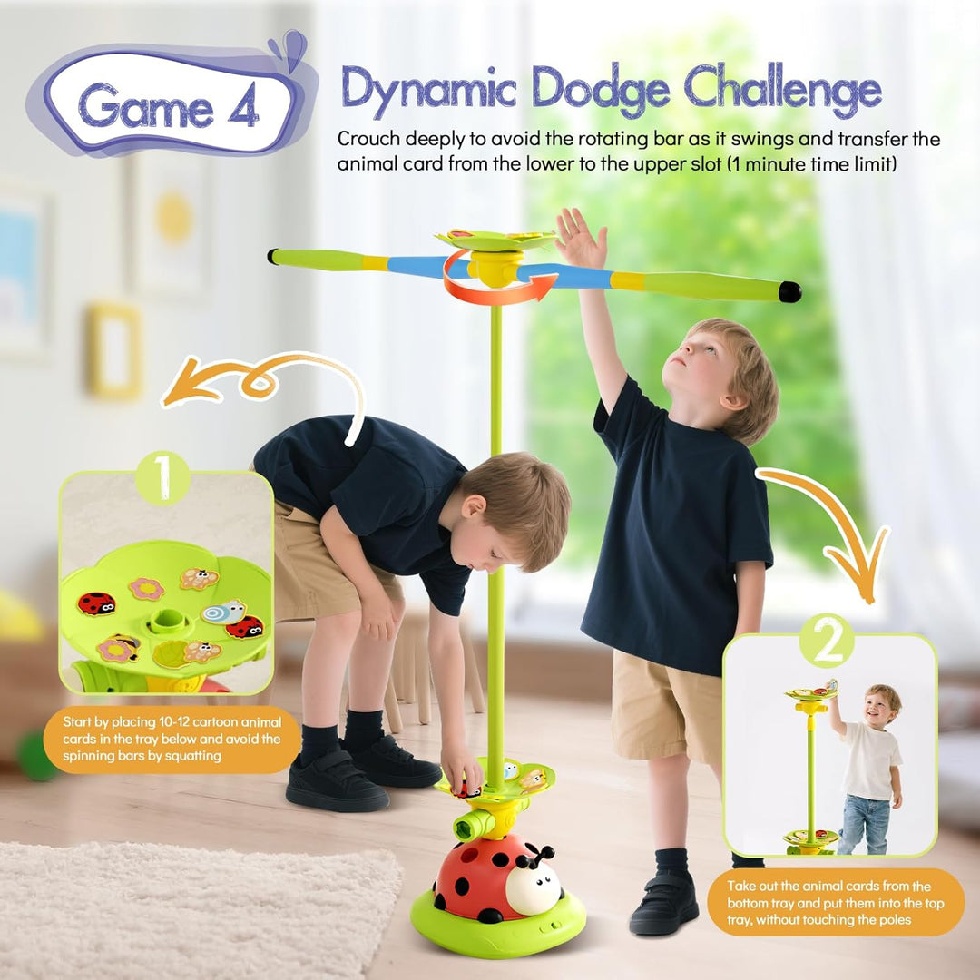 RoserRose 5-in-1 Outdoor Spiele für Kinder, Rakete Spielzeug, Springseil, Ringwurfspiel, Ausweich Sp