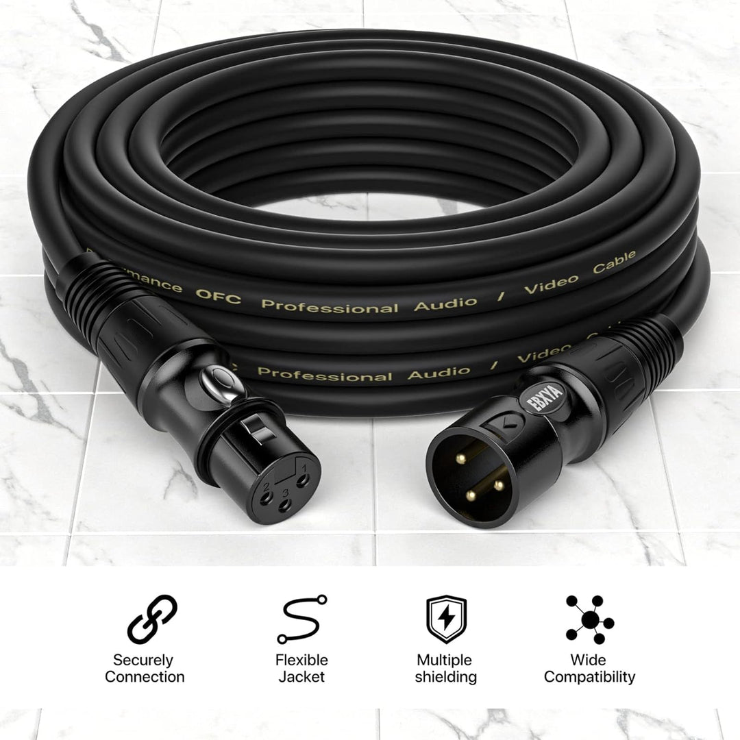 EBXYA XLR Kabel Mikrofonkabel 30M 3-Pin symmetrisch XLR Stecker auf Buchse Kabel Mikrofonkabel DMX K