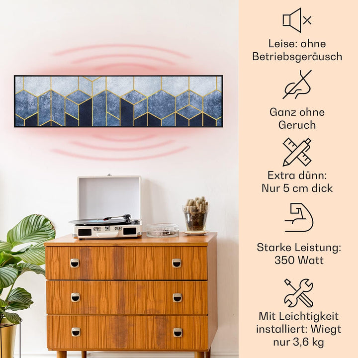 Klarstein Infrarotheizung mit Thermostat, 350W Elektroheizung, Smart Home Bild-Infrarotheizung zur W
