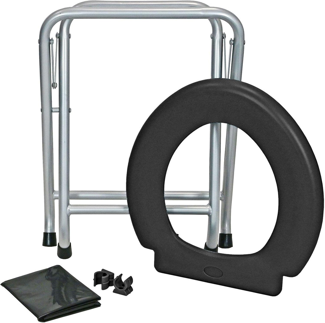 24ocean Mobile Klapptoilette Set WC Klo Gestell Silber 6 Einweg Beutel, Gestell Silber 6 Einweg Beut