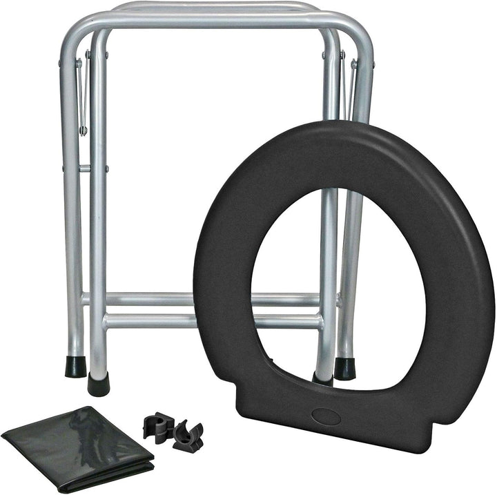 24ocean Mobile Klapptoilette Set WC Klo Gestell Silber 6 Einweg Beutel, Gestell Silber 6 Einweg Beut