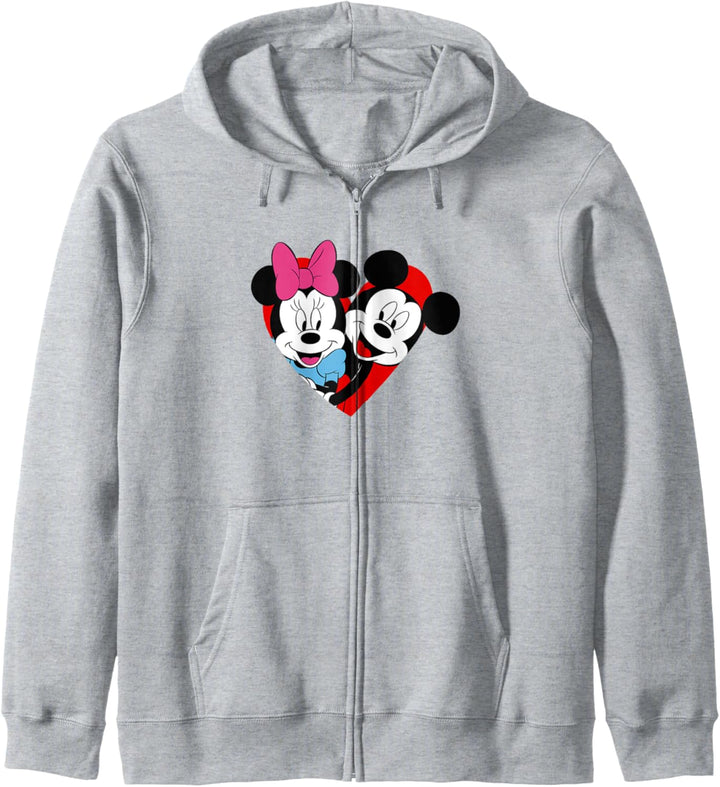 Disney Mickey & Minnie Valentinstag Heart Portrait Retro Kapuzenjacke