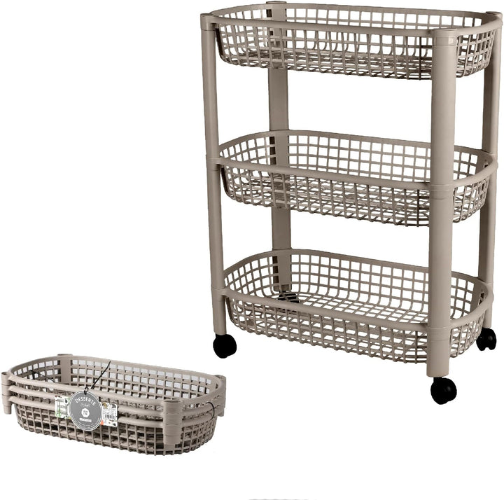 Urban Living Liberty Servierwagen, 3 Ebenen, 46,5 x 26 x 58,8 cm, Dune 51064, 51064