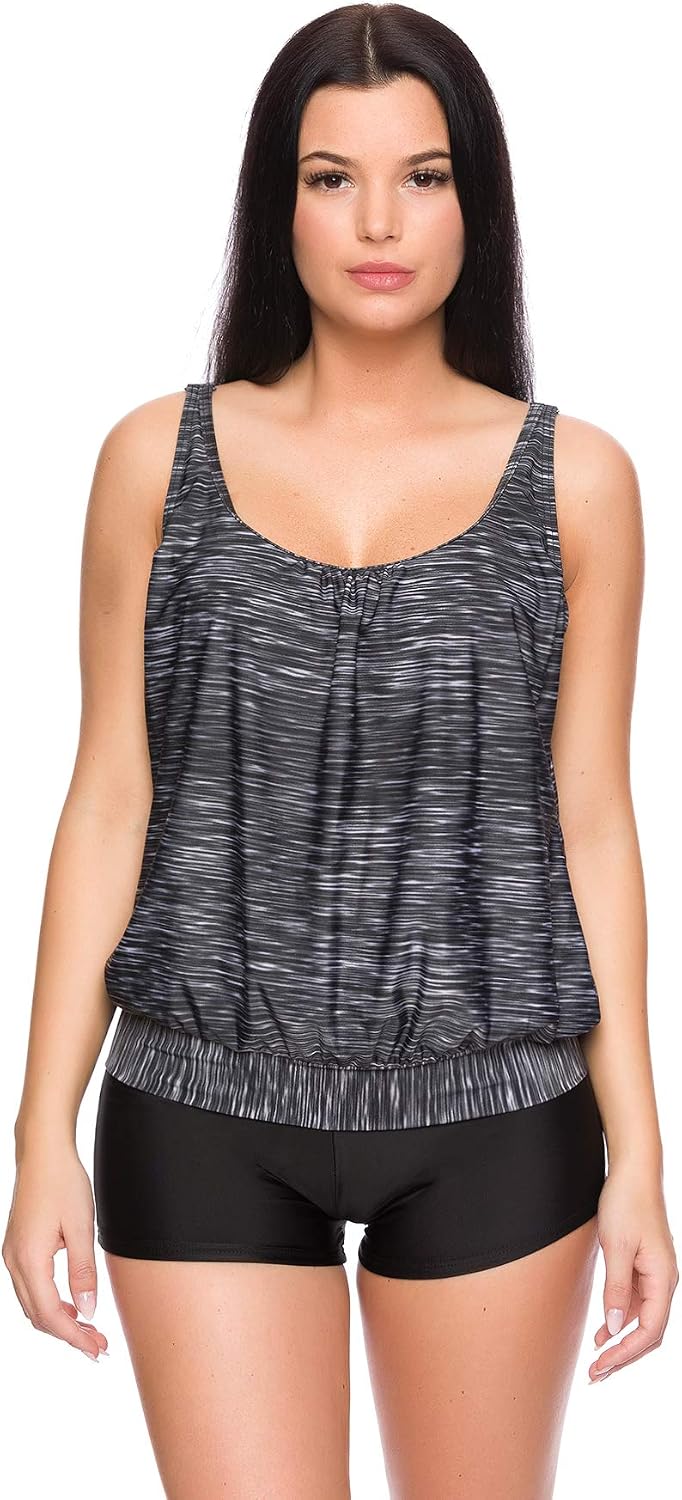 Octopus 3tlg. Damen Oversize Tankini Set zum Kombinieren! 2 Oberteile und 1 Hotpants f5495 64 Oberte