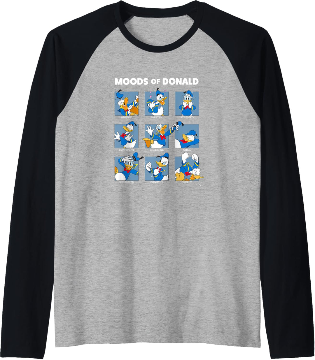 Disney Micky und seine Freunde Die Stimmungen von Donald Duck Raglan
