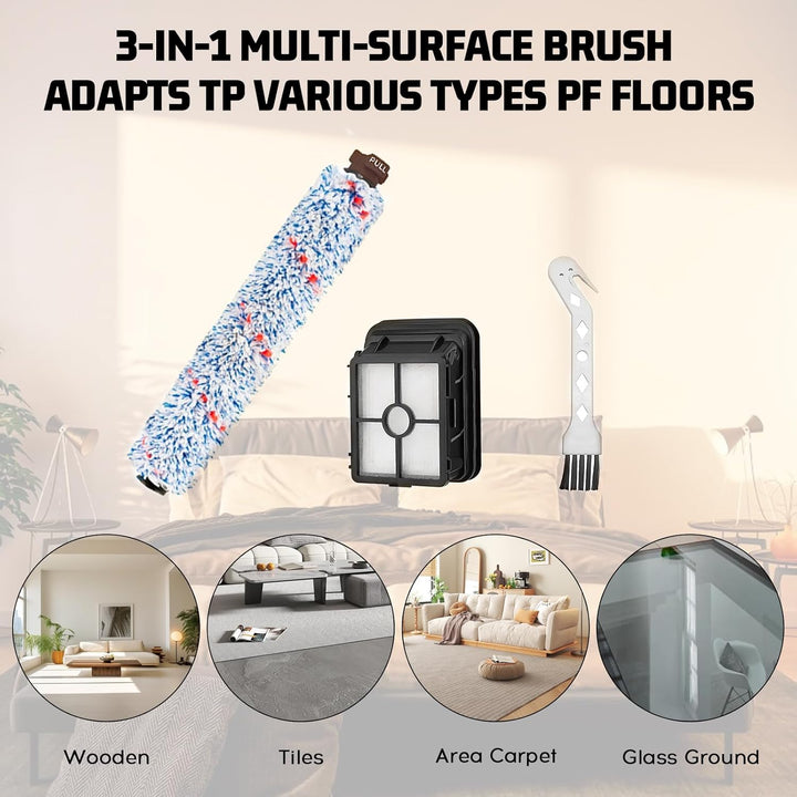 Bürstenrolle Filter Zubehör Kompatibel mit 2 Multiflächen-Bürstenrolle, 2 Ersatz Filter, Milti-surfa