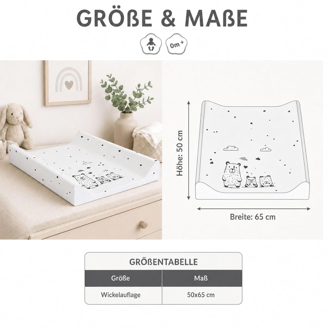 Fillikid Wickelauflage 2-Keil Exclusiv/Wickelmulde 50x65 cm/Wickelunterlage mit abwaschbarer Folienb