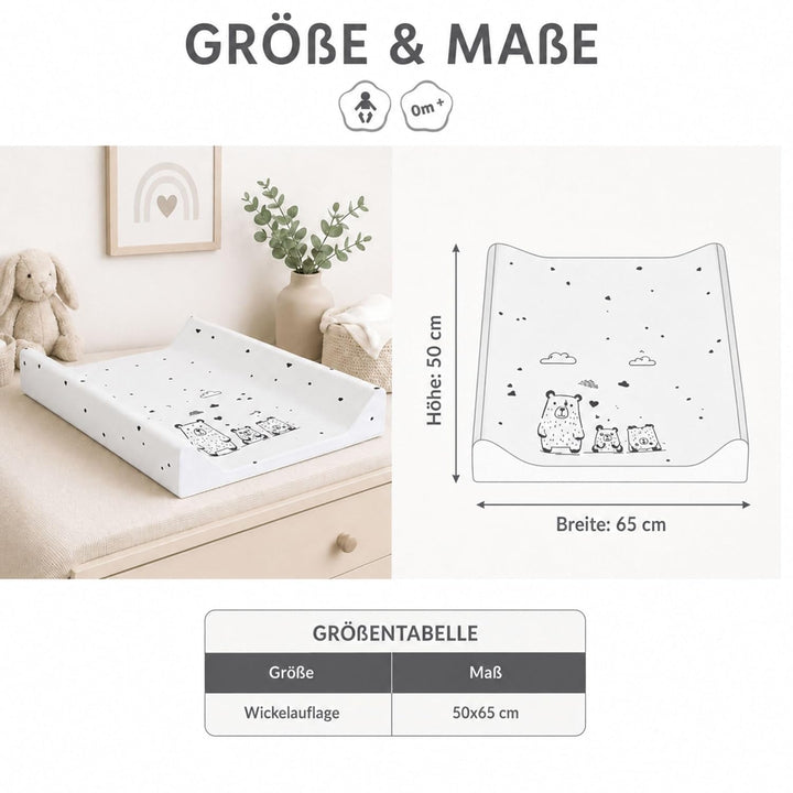 Fillikid Wickelauflage 2-Keil Exclusiv/Wickelmulde 50x65 cm/Wickelunterlage mit abwaschbarer Folienb