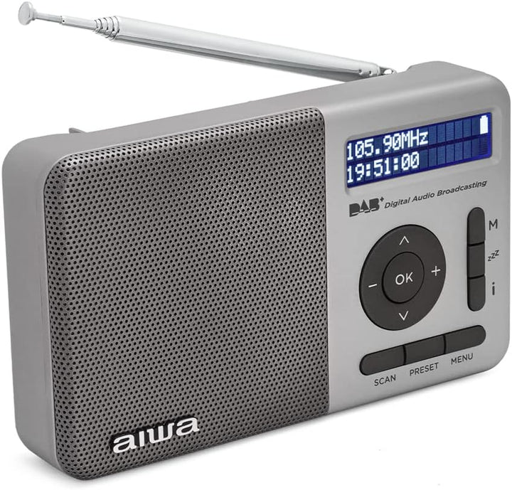 Aiwa RD-40DAB/SL: Tragbares digitales Radio (Dab/Dab+/FM,eingebauter Lautsprecher, 100 Sender, Dot M