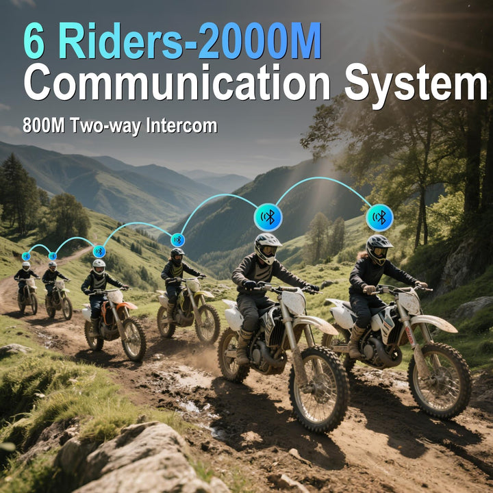 EuroFone Motorrad Bluetooth Headset, Motorrad Bluetooth Intercom Kommunikationssystem mit LED-Bildsc
