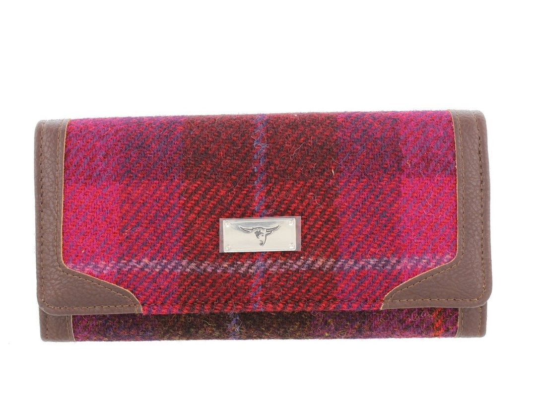 Glen Appin Harris Tweed Damen Bute Umstülpen Geldbörse LB2000 - Farbe 52 Rot/Rosa Kariert, Farbe 52