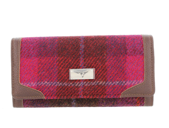 Glen Appin Harris Tweed Damen Bute Umstülpen Geldbörse LB2000 - Farbe 52 Rot/Rosa Kariert, Farbe 52