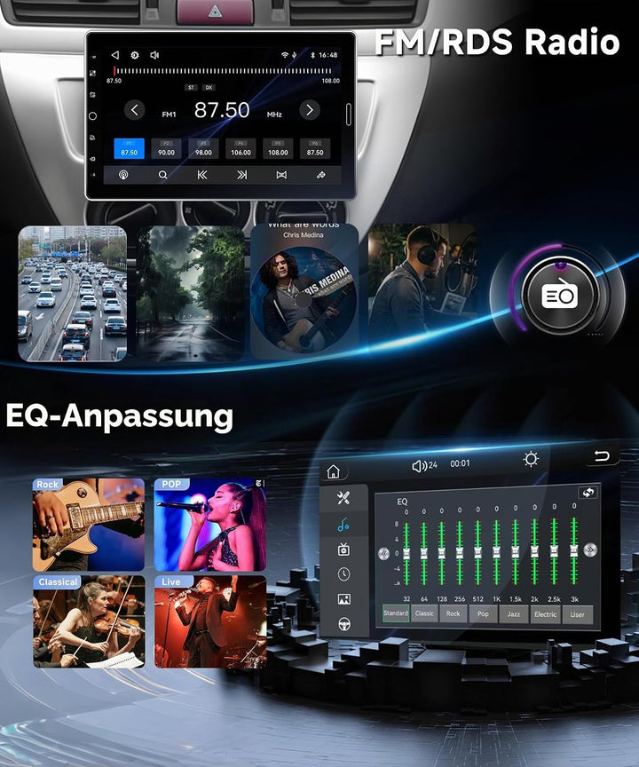 VECHTEL Autoradio 1 Din mit Drahtlos Carplay Android Auto, 10.1 Zoll HD IPS Touchscreen Autoradio mi