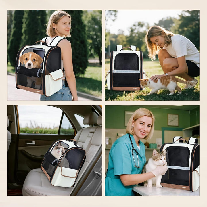 HundeRucksack und KatzenRucksack für Mittel/Kleine Haustiere(2-8KG), Haustier Rucksack mit Netzfenst