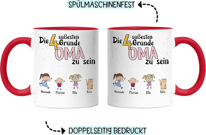 Oma Tasse Rot Geburtstag Personalisiert für Oma Enkel Enkelin Baby Geschenk Kinder Oma Geschenk Mutt