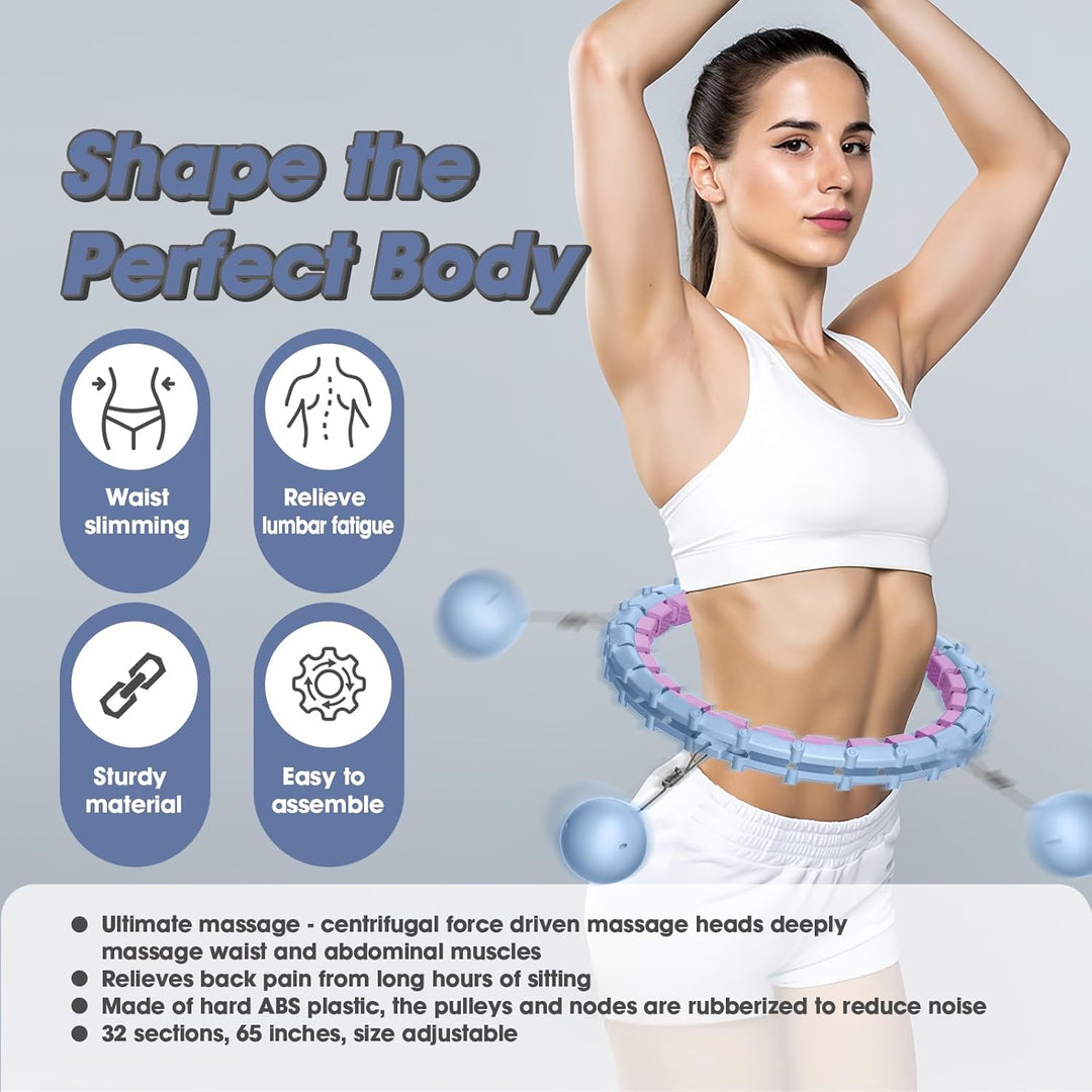 Smart Hoop Reifen Erwachsene mit Gewicht Kugel，32 Knoten Umfang (57-165cm) Abgebauter Fitnessreifenl