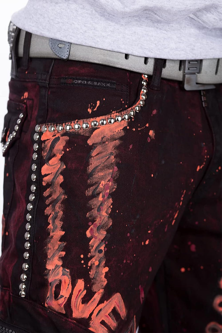 Cipo & Baxx Herren Jeans modernes extravagntes Design, Flexibler Regular-Fit, Stilvolle Details, Lan