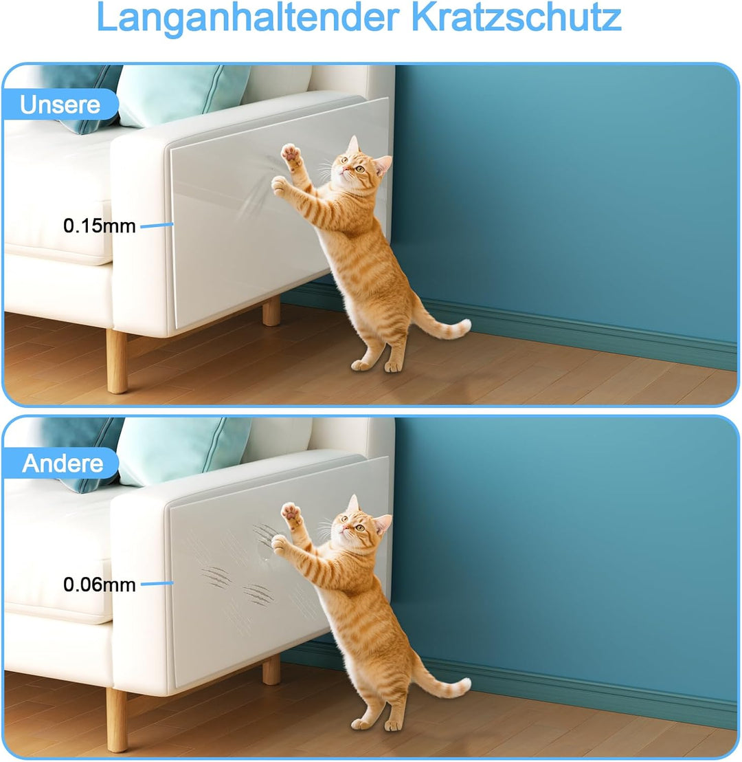 30 x 500CM Kratzschutz Sofa Katze, Anti Kratz Folie Für Katzen, Klebefolie Transparent, Zum Schutz v