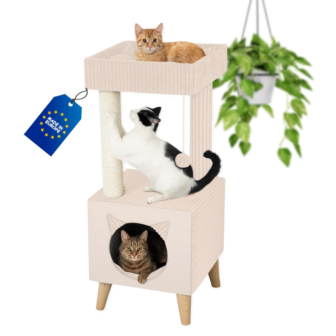 Outentin Premium Kratzbaum für Katzen – Stabiler Katzenturm mit Katzenhöhle, Waschbaren Bezügen &amp; Li