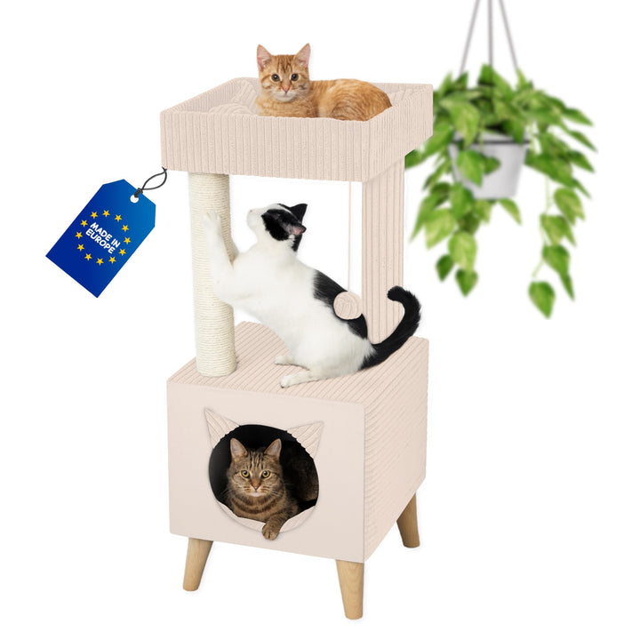 Outentin Premium Kratzbaum für Katzen – Stabiler Katzenturm mit Katzenhöhle, Waschbaren Bezügen &amp; Li