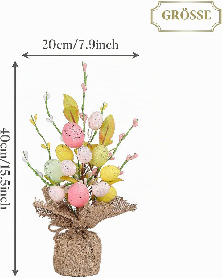 Valery Madelyn 28cm Ostereierbaum mit Licht, Bunte Eier Zweig Baum Dekorationen mit LED Lichtern und