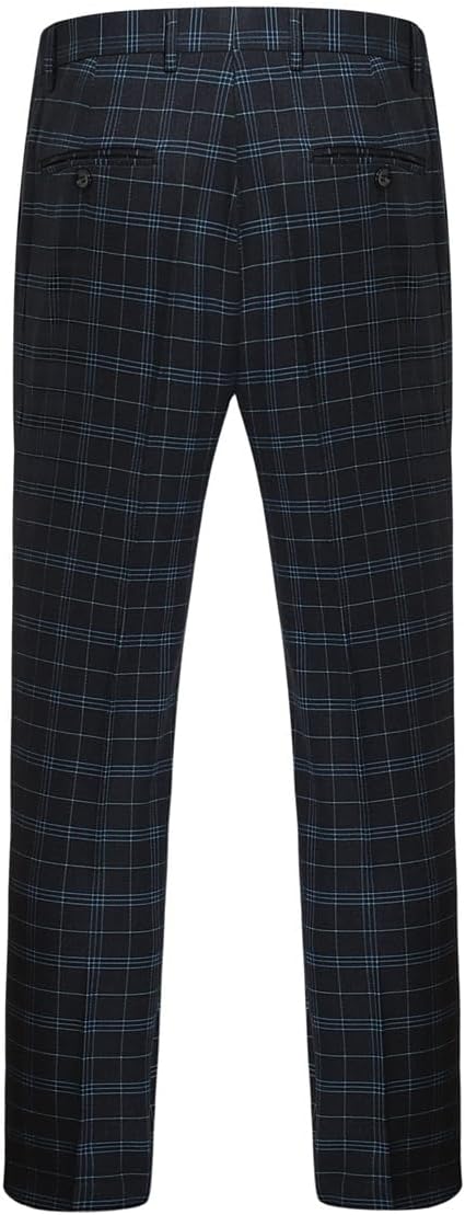 Allthemen Herren Anzug 2 Teilig Kariert Anzüge Business Herrenanzug 2-Knopf für Hochzeit XS Schwarz,