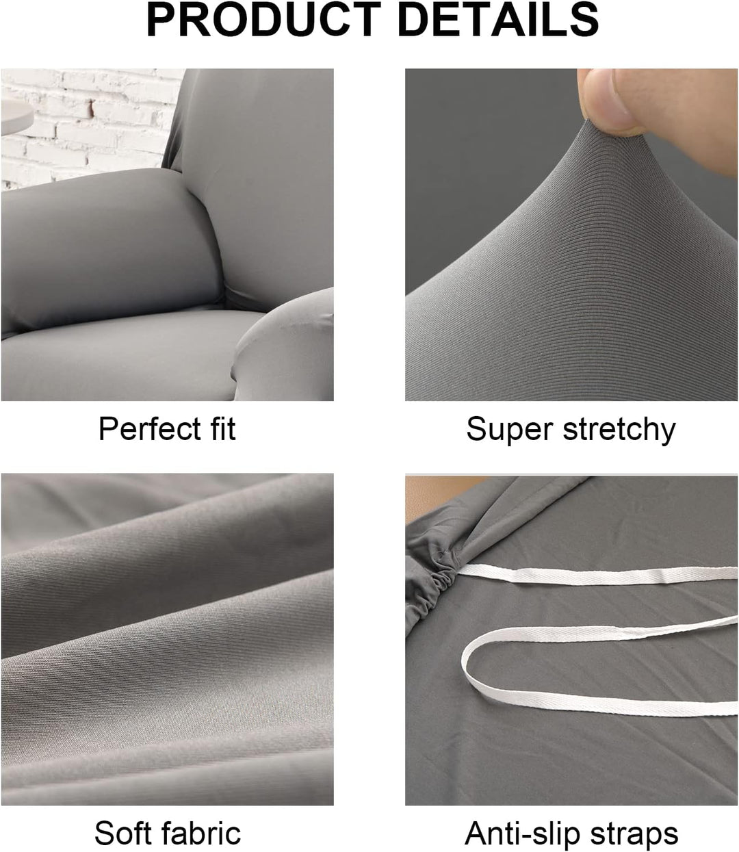 Jaotto Sofabezug 3 Sitzer Elastischer Stretch Spandex Sofa Überwürfe Sofahusse Antirutsch Waschbar S