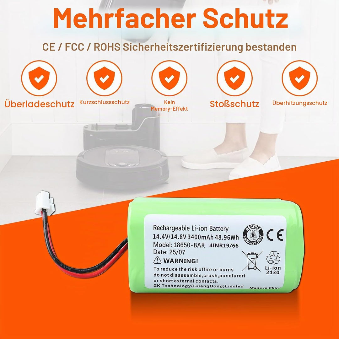 JIMACRO RVBAT850 Akku Kompatibel mit Shark Ion Robot RV1001AE, R75, R85, R761, S87, RV751, RV850, RV
