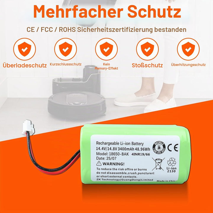 JIMACRO RVBAT850 Akku Kompatibel mit Shark Ion Robot RV1001AE, R75, R85, R761, S87, RV751, RV850, RV