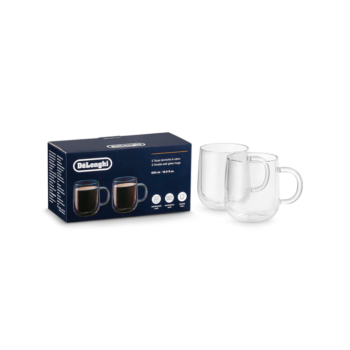 De'Longhi DLSC327 2 doppelwandige Thermogläser Hot&Cold, 500ml Fassungsvermögen, ideal für heisse un