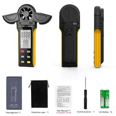 AOPUTTRIVER AP-5000K Windmessgerät Handheld Windmesser mit um 270° drehbarem Detektor und Doppelflüg