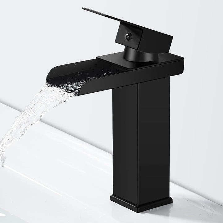 Wasserhahn Bad Schwarz Wasserfall Waschtischarmatur, Messing Einhebel Waschbecken Armaturen, Badarma