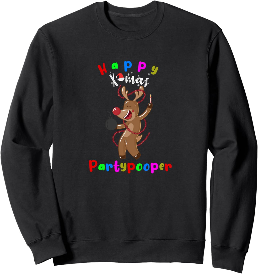 Fröhliche Weihnachten Motiv mit Rentier und lustigen Spruch Sweatshirt