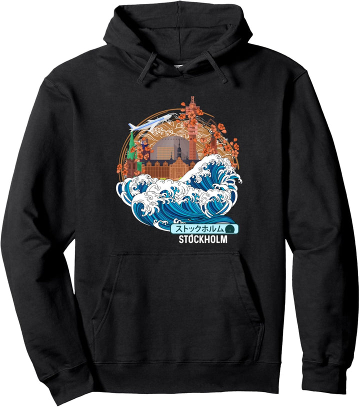 Stockholm Schweden Japanese Great Wave Kanagawa Pullover Hoodie